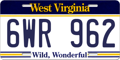 WV license plate 6WR962
