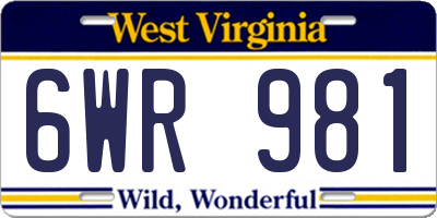 WV license plate 6WR981