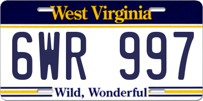 WV license plate 6WR997