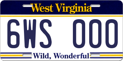 WV license plate 6WS000