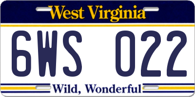WV license plate 6WS022