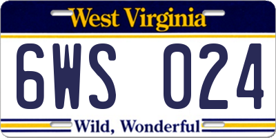 WV license plate 6WS024