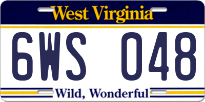 WV license plate 6WS048