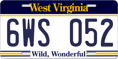 WV license plate 6WS052