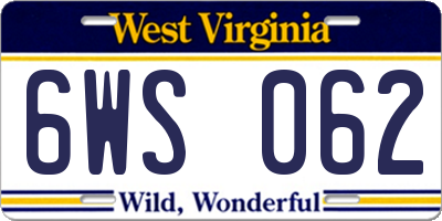 WV license plate 6WS062