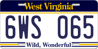 WV license plate 6WS065