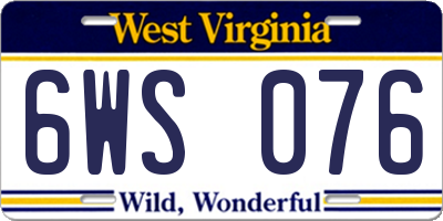WV license plate 6WS076