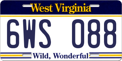WV license plate 6WS088