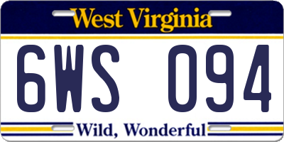 WV license plate 6WS094