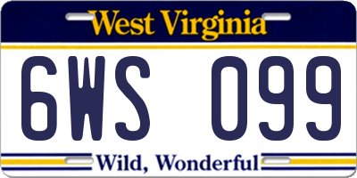 WV license plate 6WS099