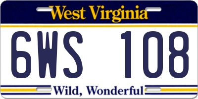 WV license plate 6WS108