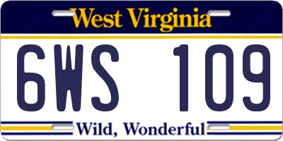 WV license plate 6WS109