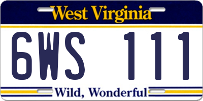 WV license plate 6WS111