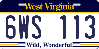 WV license plate 6WS113