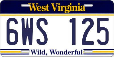 WV license plate 6WS125