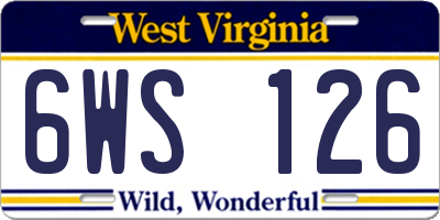 WV license plate 6WS126