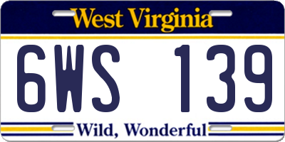 WV license plate 6WS139
