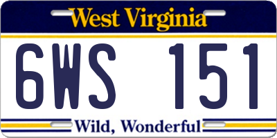 WV license plate 6WS151