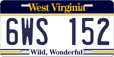 WV license plate 6WS152