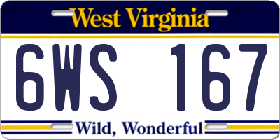 WV license plate 6WS167
