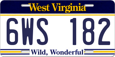 WV license plate 6WS182