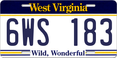 WV license plate 6WS183