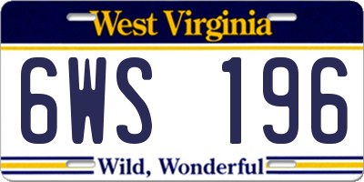 WV license plate 6WS196