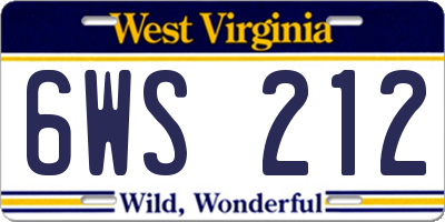 WV license plate 6WS212