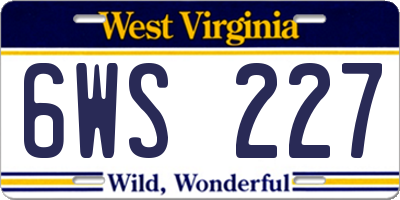 WV license plate 6WS227