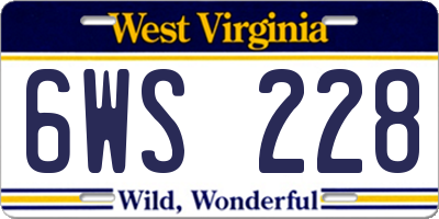 WV license plate 6WS228