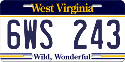 WV license plate 6WS243