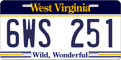 WV license plate 6WS251