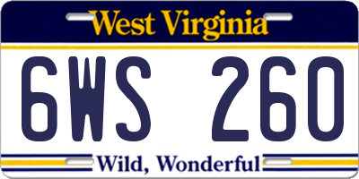WV license plate 6WS260