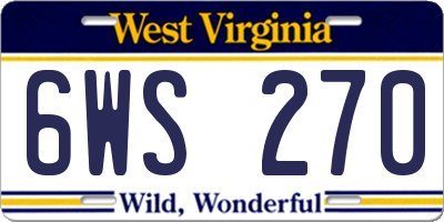 WV license plate 6WS270