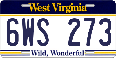 WV license plate 6WS273