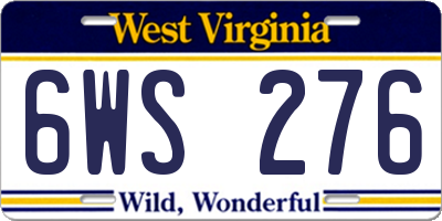 WV license plate 6WS276