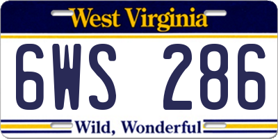 WV license plate 6WS286