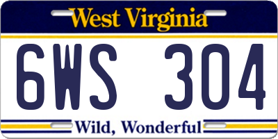 WV license plate 6WS304