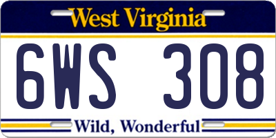 WV license plate 6WS308