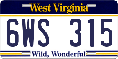 WV license plate 6WS315