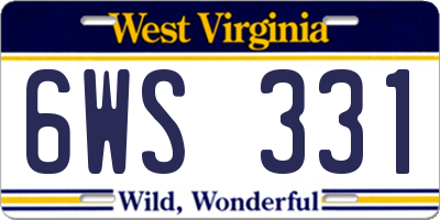 WV license plate 6WS331
