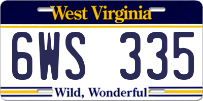 WV license plate 6WS335