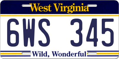 WV license plate 6WS345