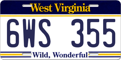 WV license plate 6WS355