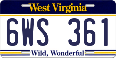 WV license plate 6WS361