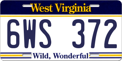 WV license plate 6WS372