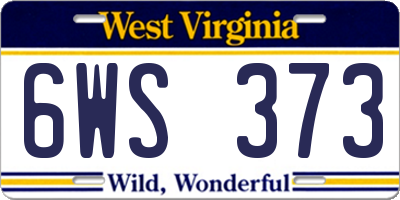 WV license plate 6WS373