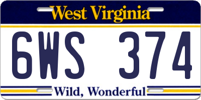 WV license plate 6WS374