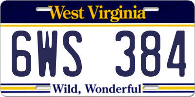 WV license plate 6WS384