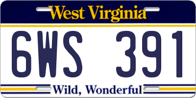 WV license plate 6WS391